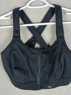 SHEFIT Ultimate Sports Bra Black High Impact Front Zip Size 2Luxe Running Gym